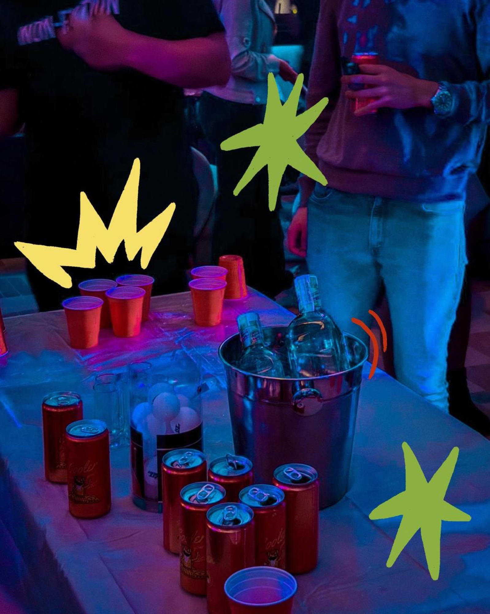 Beer pong — overlays neón